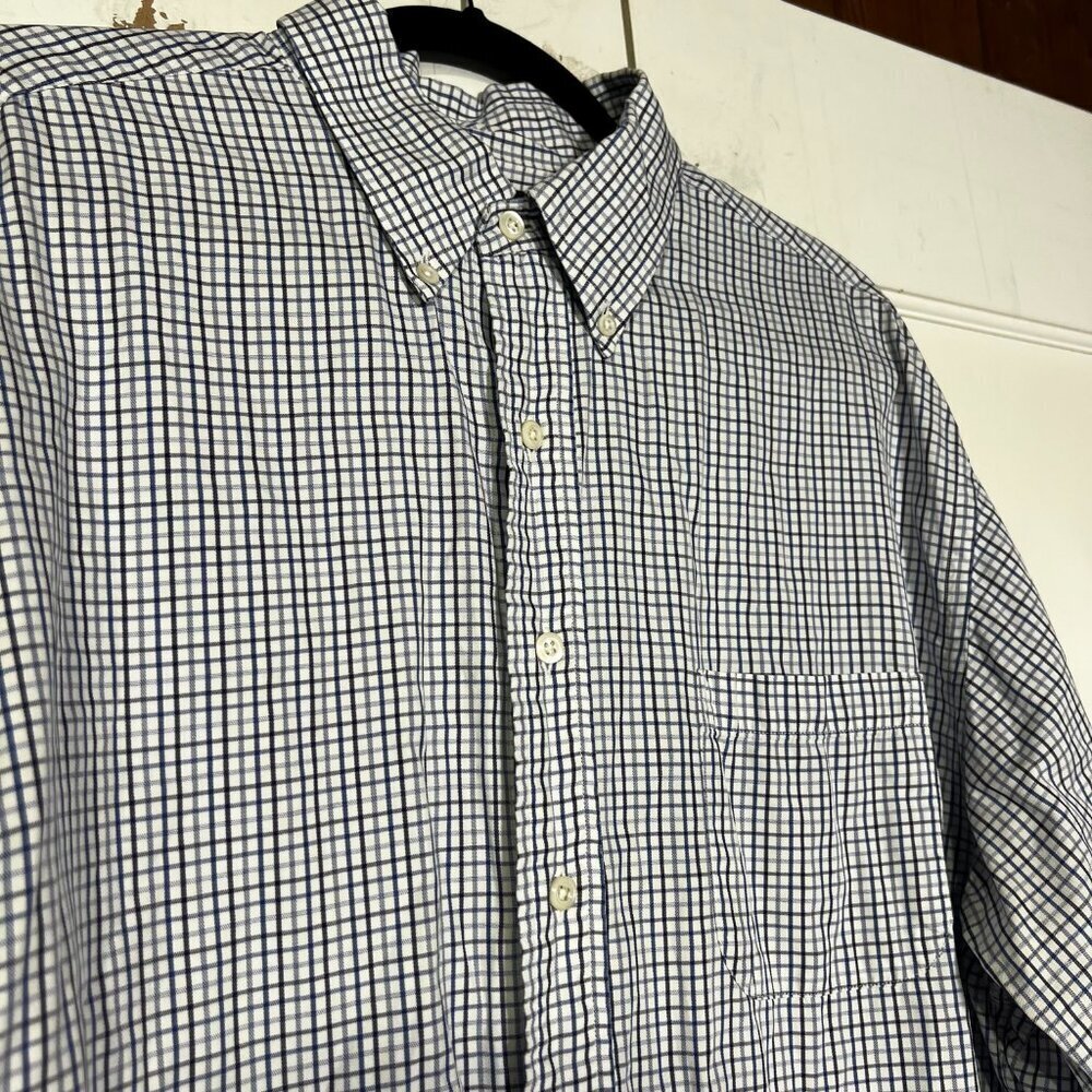Brooks Brothers Blue and White Check Dress Shirt Egyptian Cotton Size XL/L - Picture 3 of 8